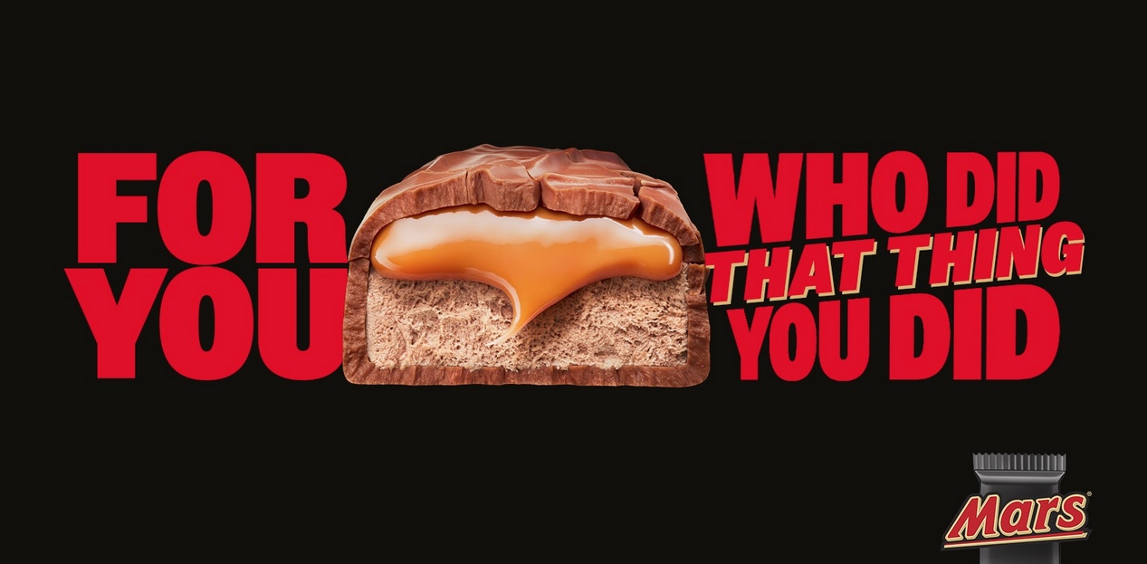 An advert for Mars chocolate bars. The advert claims that eating a