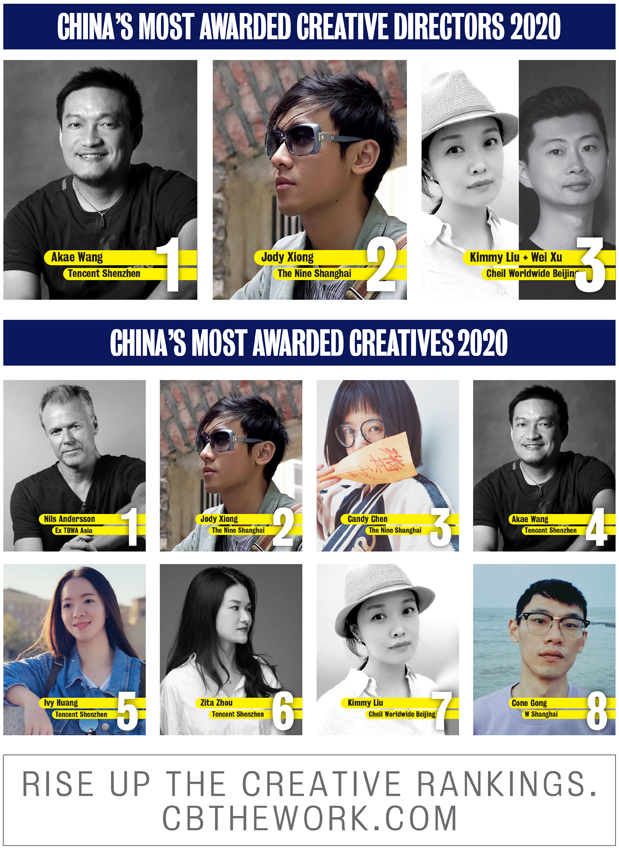 Campaign Brief Asia 2020 Creative Rankings: Tencent Shenzhen wins China’s Creative Agency of the Year award with Nils Andersson + The Nine’s Jody Xiong heading the China Creatives ranking