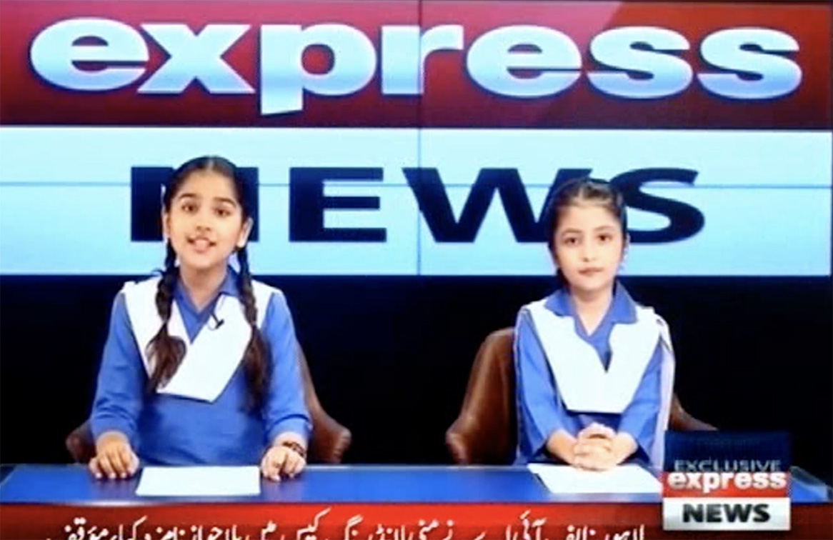 News Channels in Pakistan taken over by schoolgirls reading primetime news