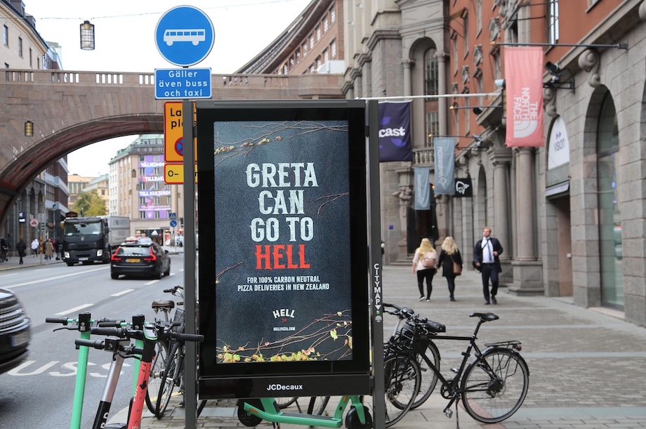 Hell Pizza causes a stir globally with bold response to Greta Thunberg in new ad via Yarn